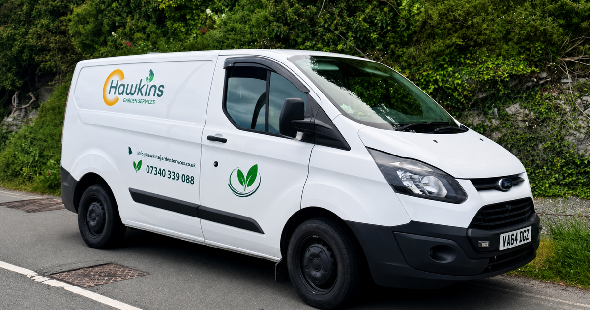 Hawkins Garden Services branded van