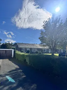 Picture showing before and after garden hedge trimming completed by Hawkins Garden Services of Tywyn
